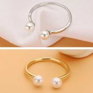 78A. Freshwater Pearl .925 Sterling Silver Vermeil Opening Adjustable Ring ONE